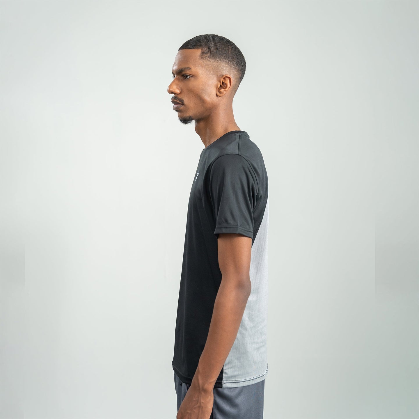 FIREOX Men’s Side Slit Hybrid T Shirt, Black & Grey , D2, 2025