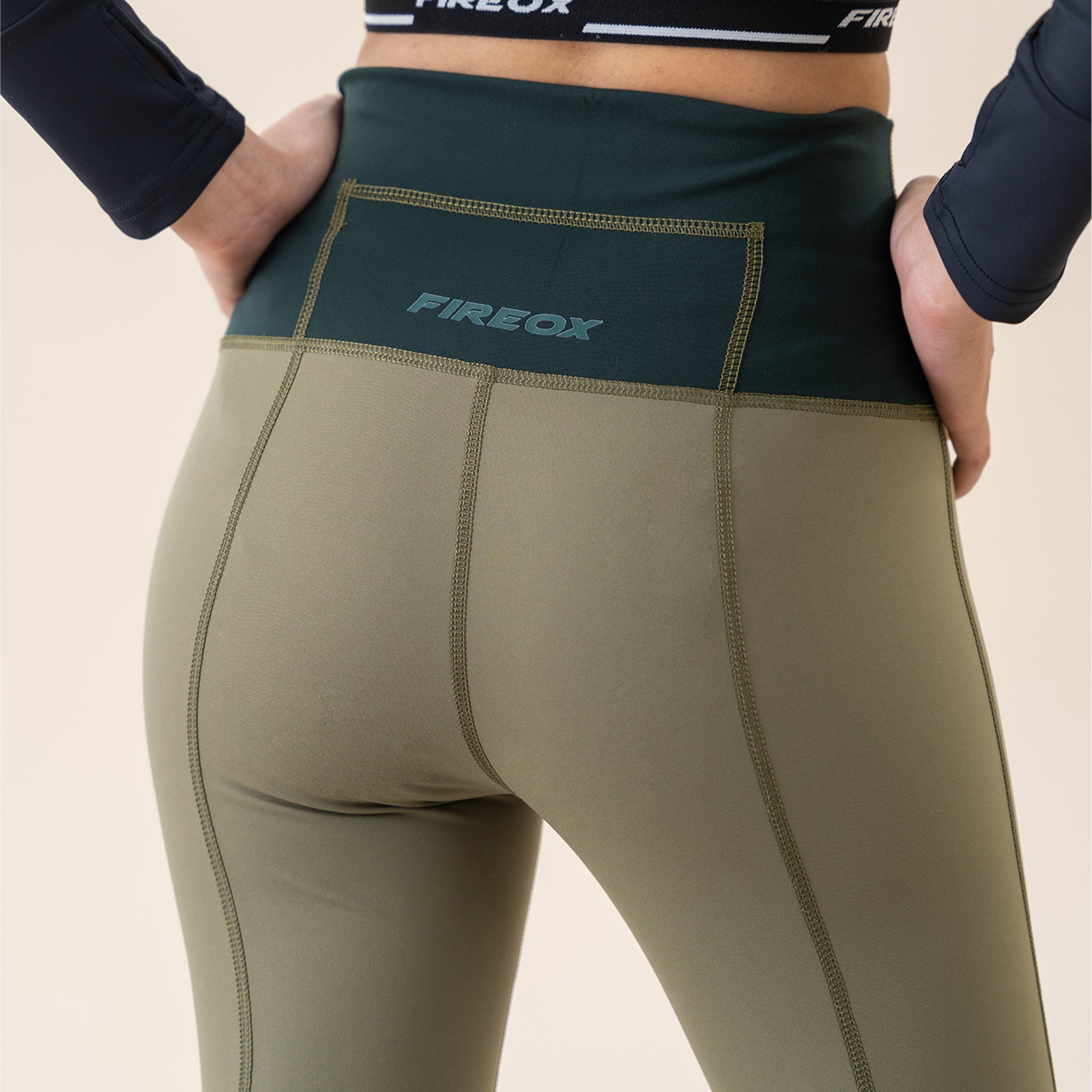 FIREOX Activewear Women Leggings, Olive Green