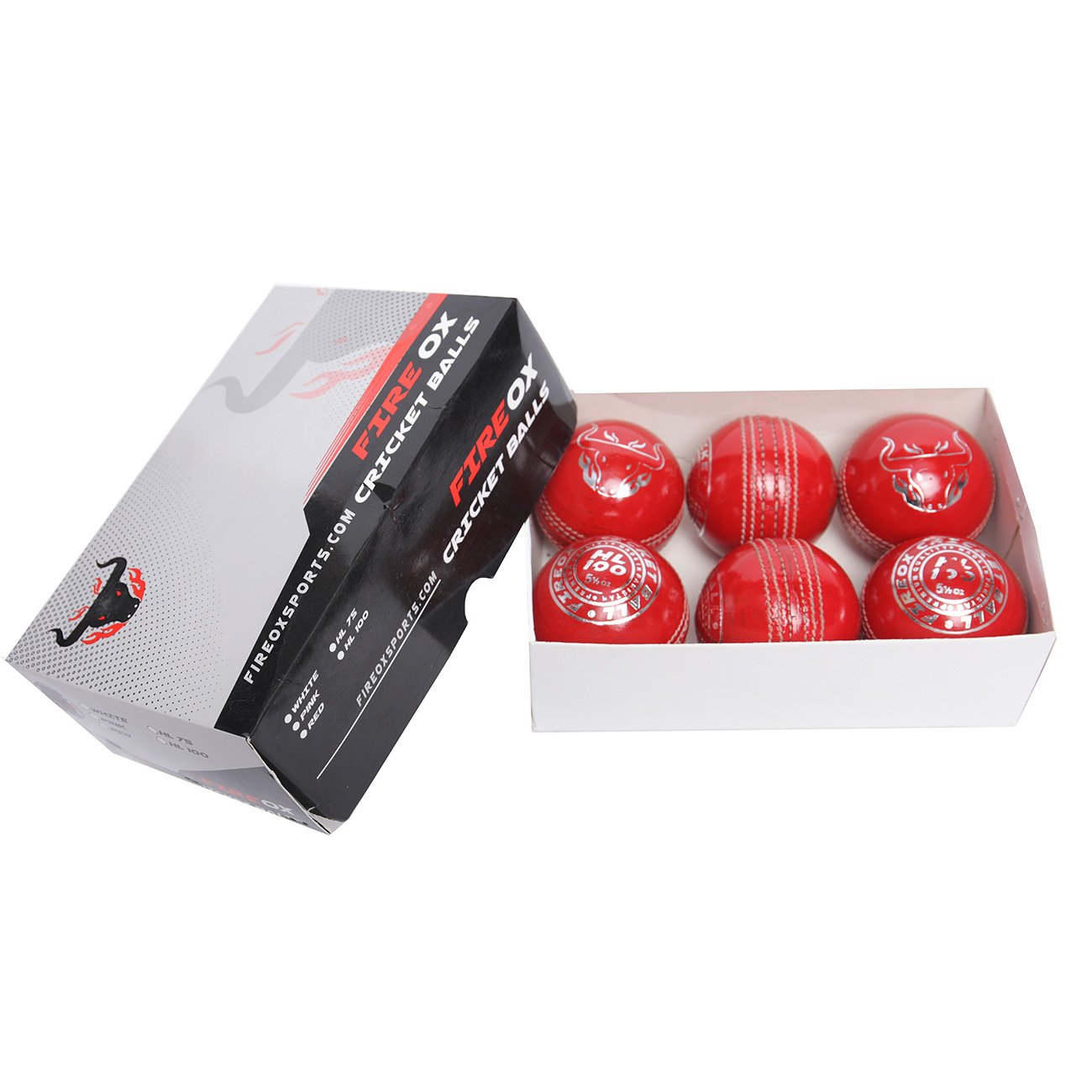 FIREOX HL 100 Cricket Balls, Machine Stitched, Red