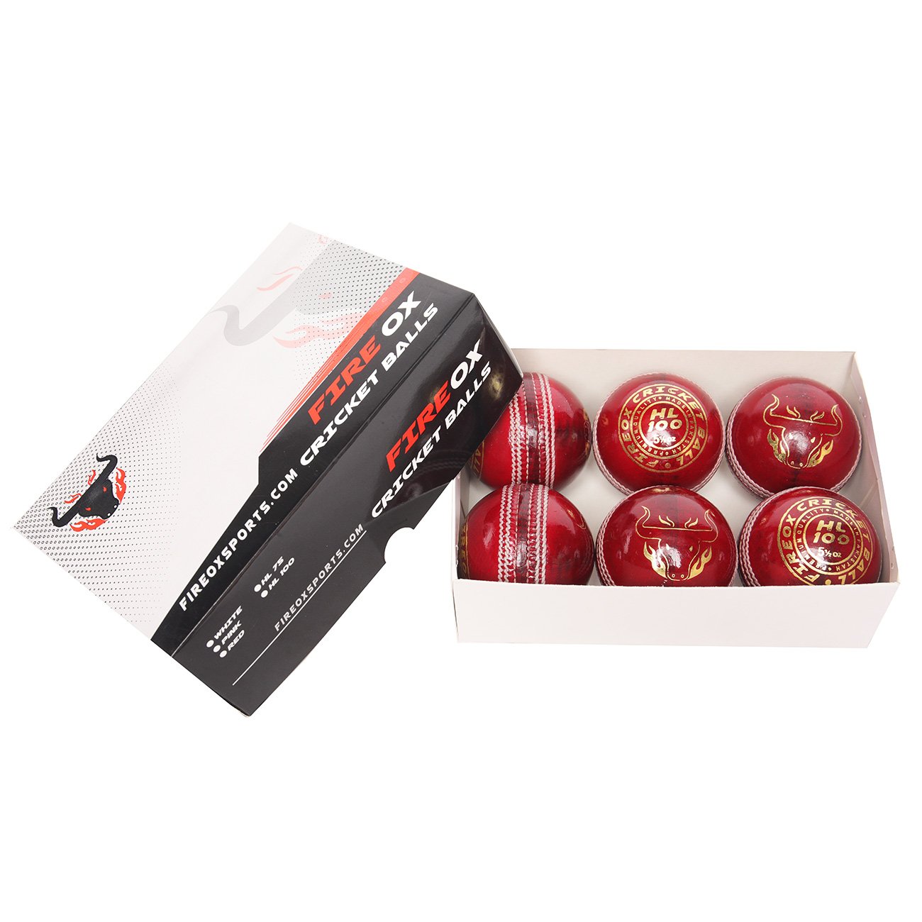 FIREOX HL 100 Cricket Balls, Hand Stitched, Red