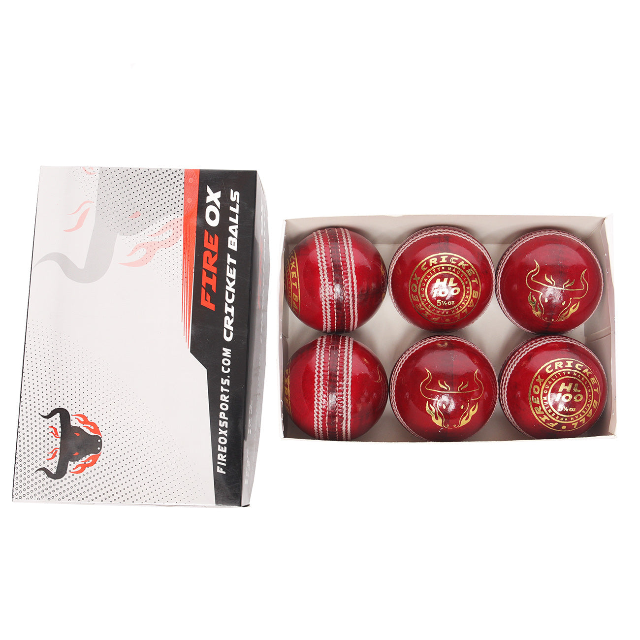 FIREOX HL 100 Cricket Balls, Hand Stitched, Red