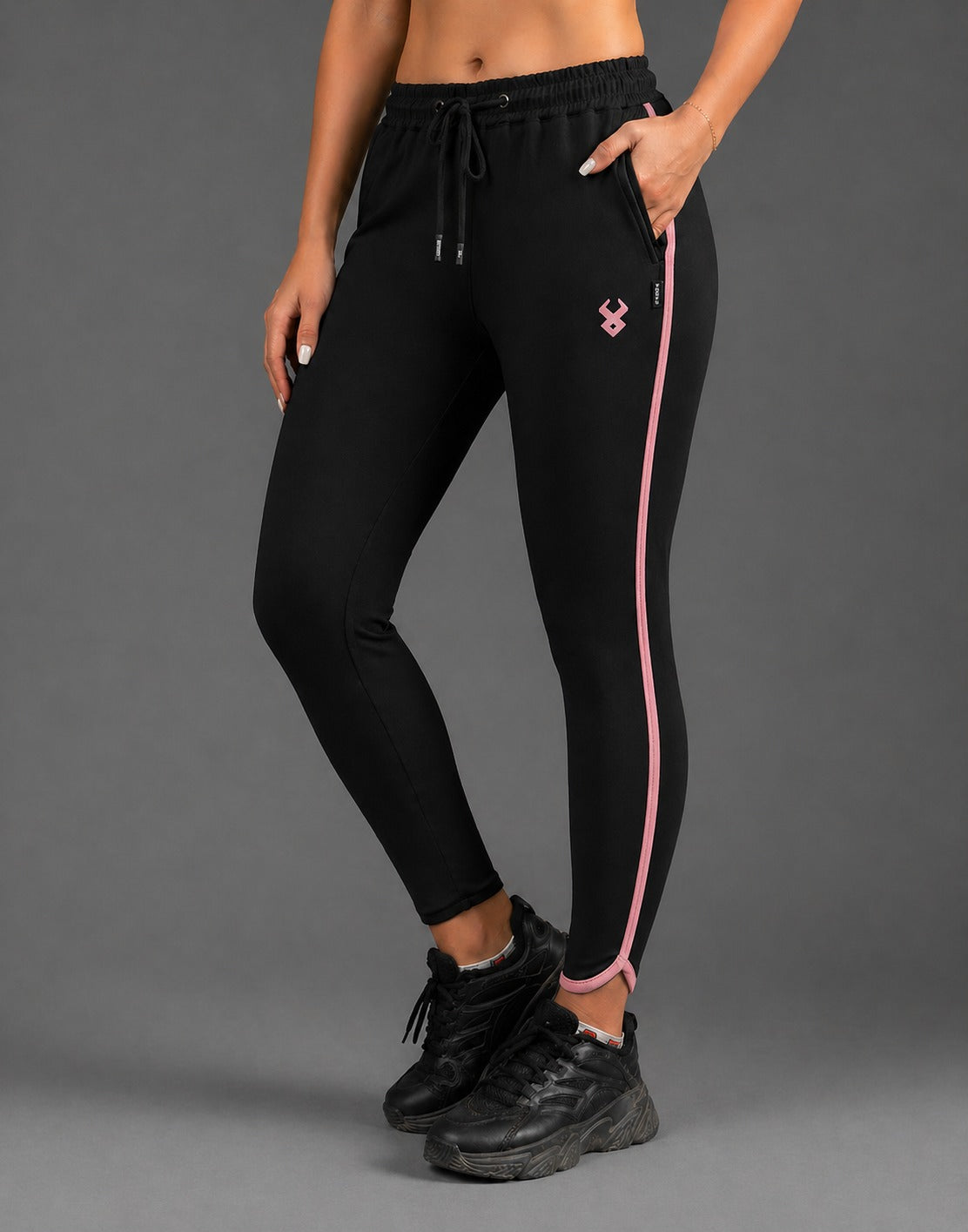 FIREOX Women Activewear Trouser, Black Pink