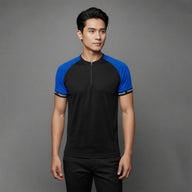 FIREOX Men’s Lycra Interlock Zip-up T-shirt, Royal Blue, 2025
