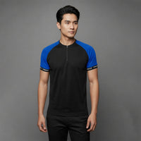 FIREOX Men’s Lycra Interlock Zip-up T-shirt, Royal Blue, 2025