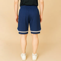 FIREOX Activewear Lycra Mesh Compression Shorts, Navy Grey, D4, 2025