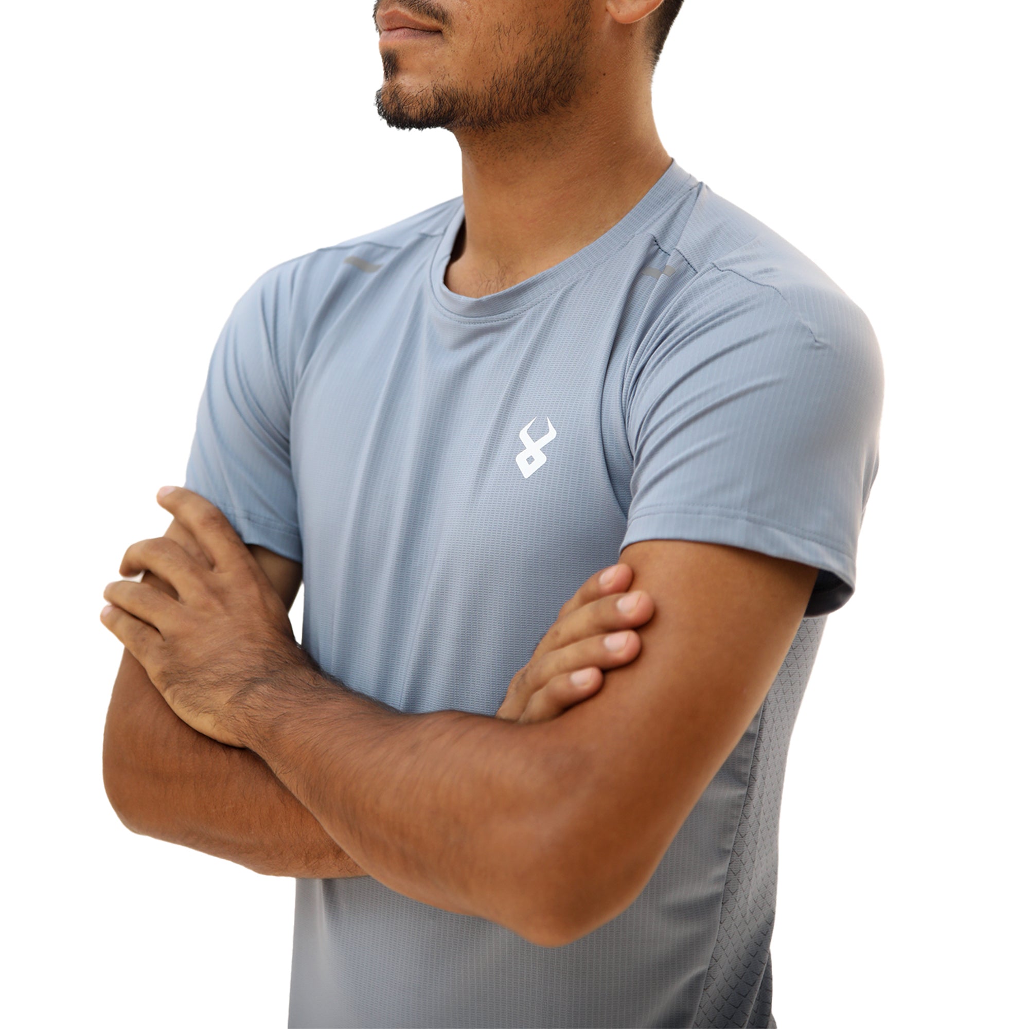 Fireox Mens Actifit T-Shirt, Grey Blue