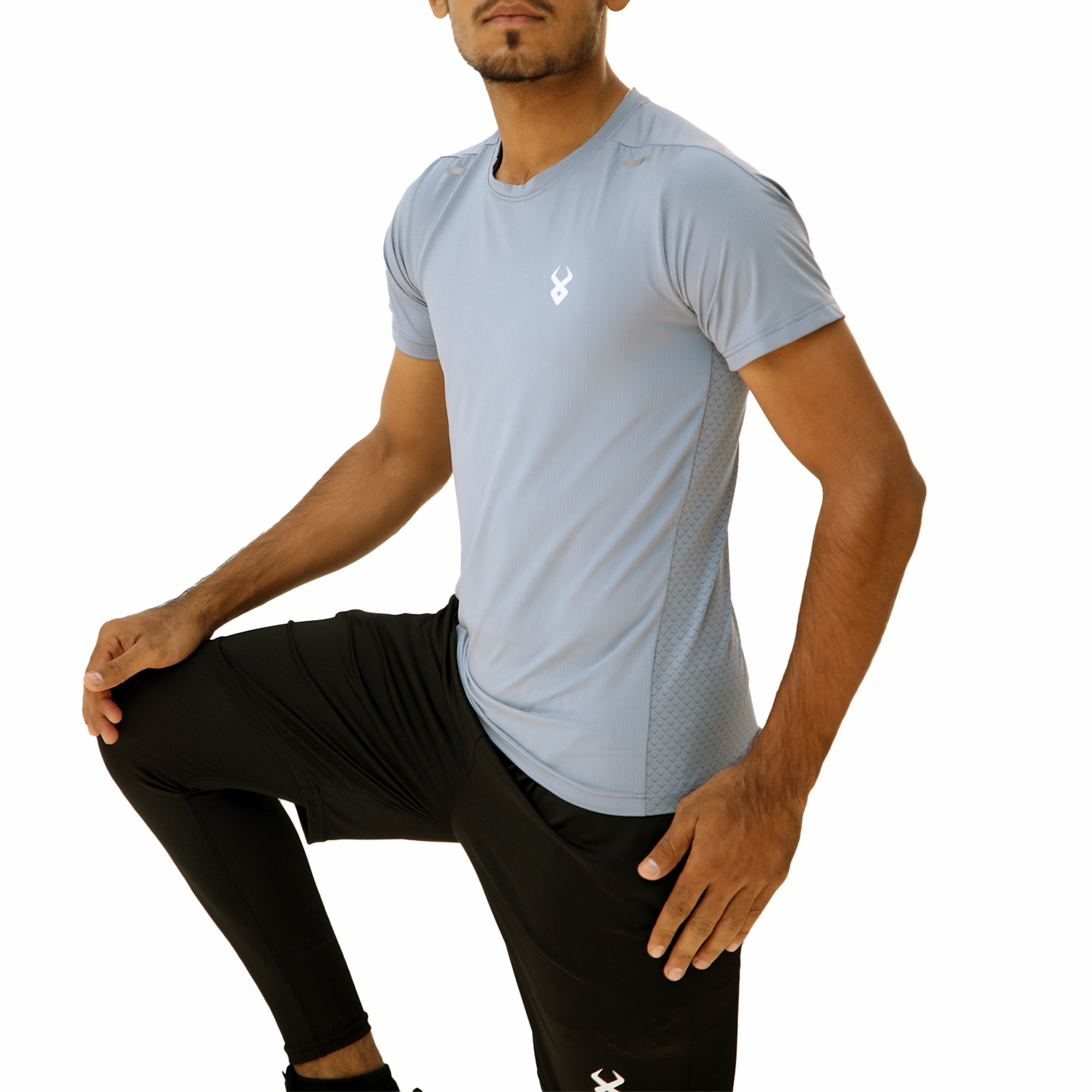 Fireox Mens Actifit T-Shirt, Grey Blue