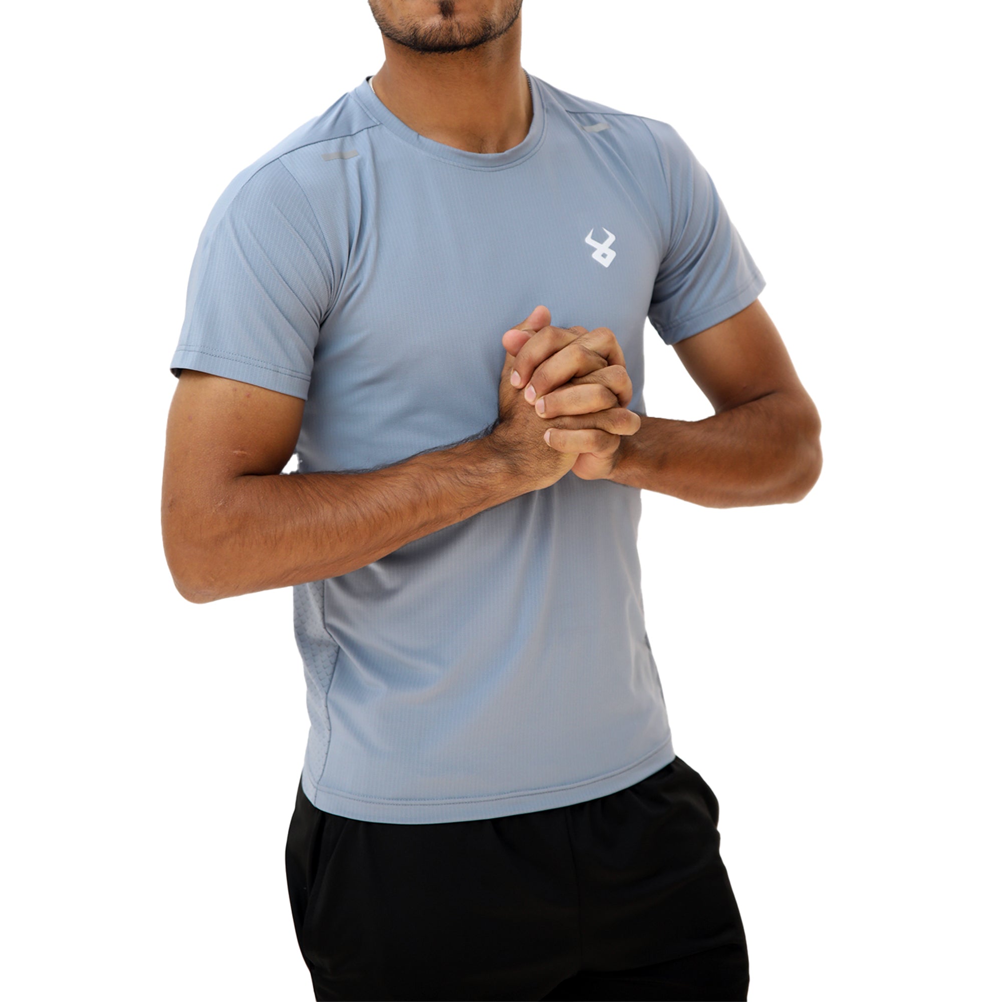 Fireox Mens Actifit T-Shirt, Grey Blue