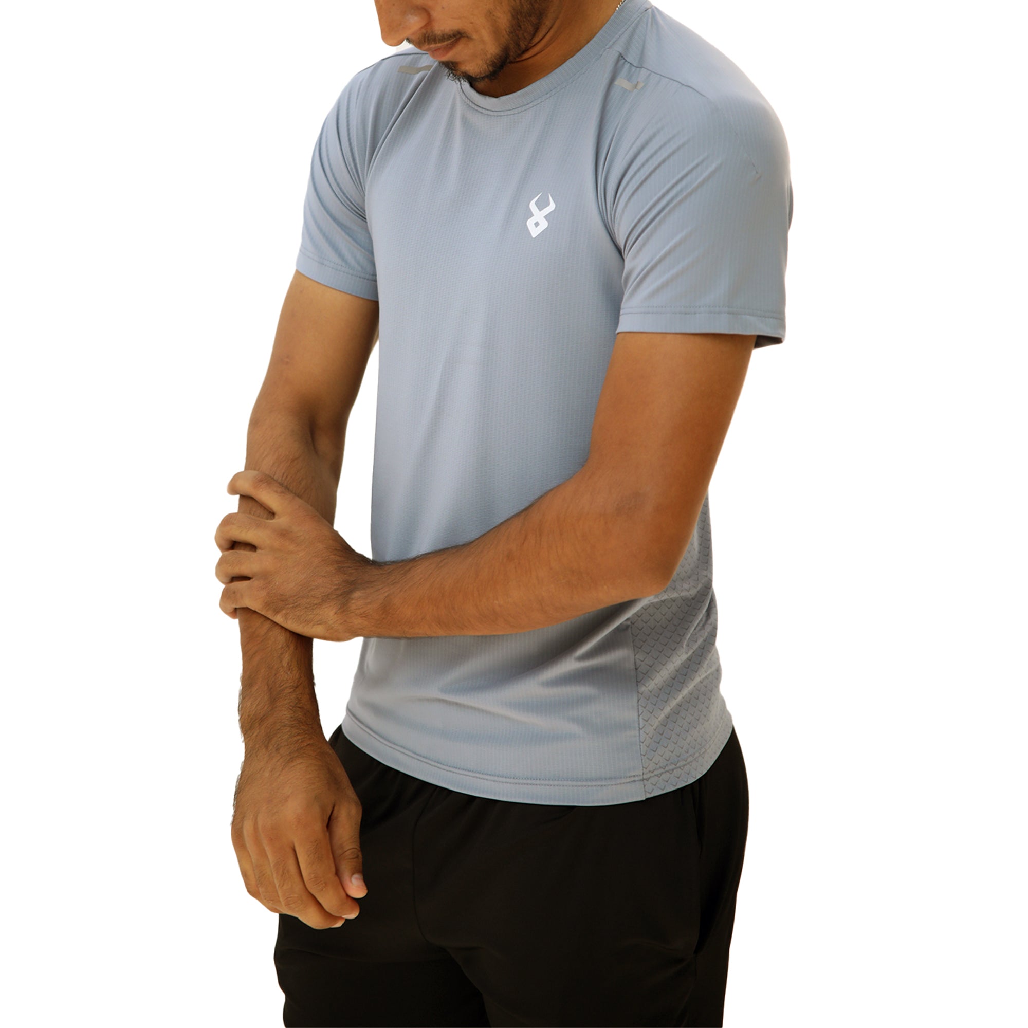 Fireox Mens Actifit T-Shirt, Grey Blue