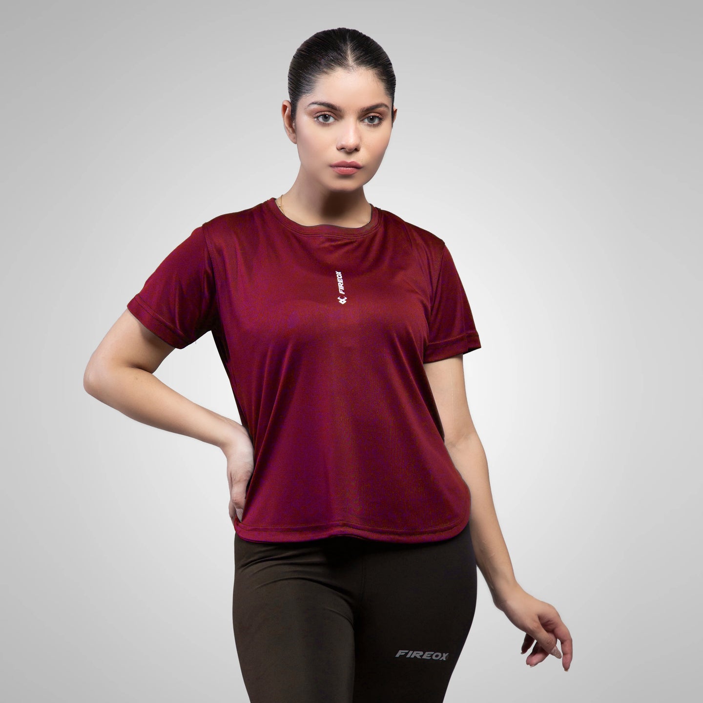 FIREOX Actifit Women T-Shirt, Maroon, D2, 2022