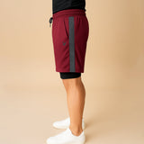 FIREOX Activewear Double Shorts, Maroon Black, D1, 2025