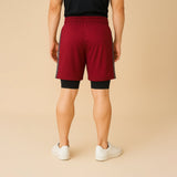 FIREOX Activewear Double Shorts, Maroon Black, D1, 2025