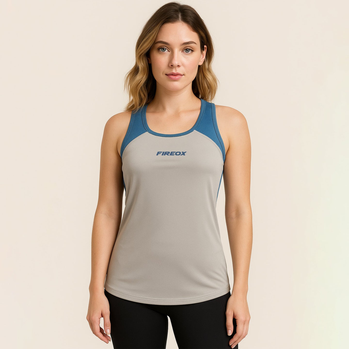FIREOX Women’s Rise Tank Top, Petroleum Green, Grey