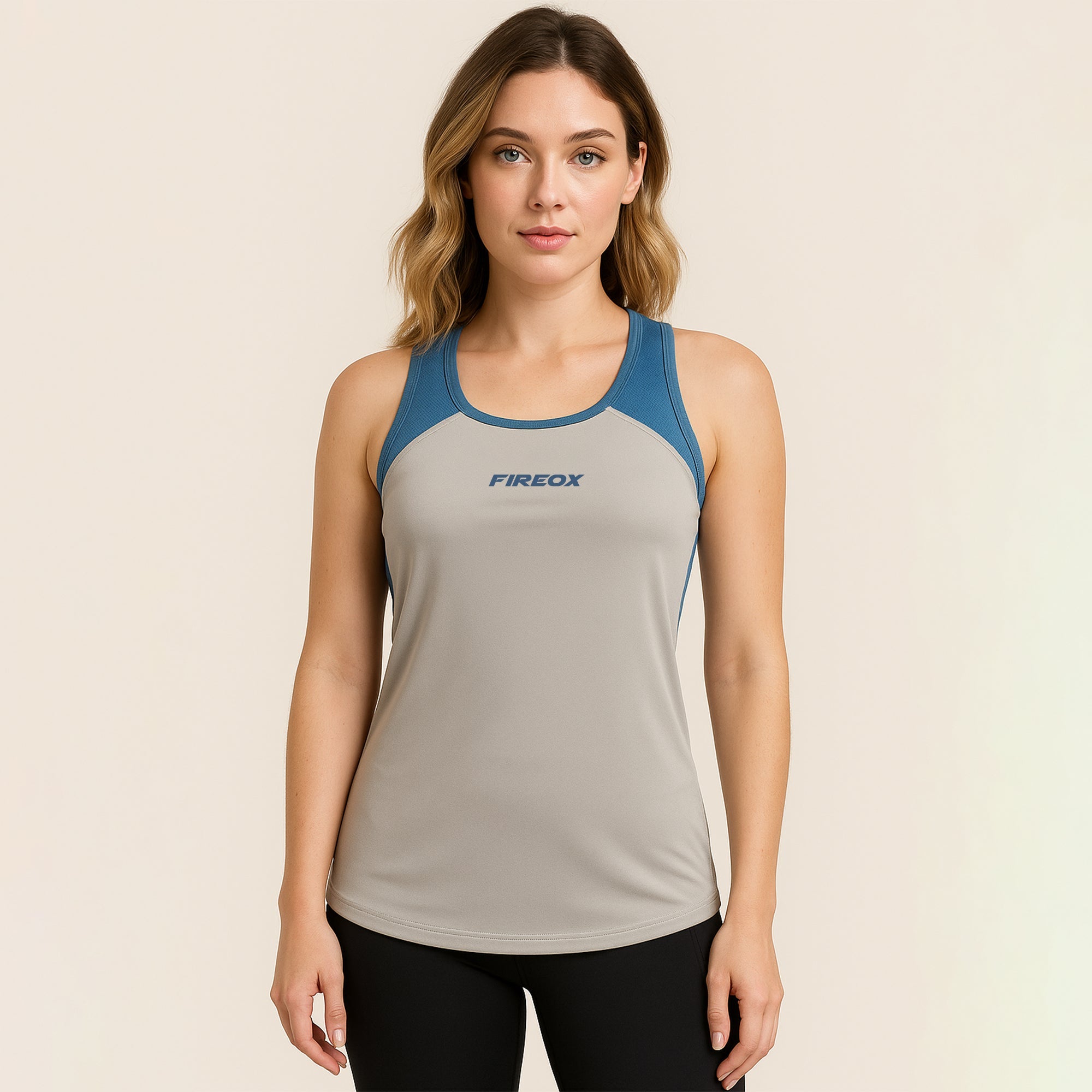 FIREOX Women’s Rise Tank Top, Petroleum Green, Grey