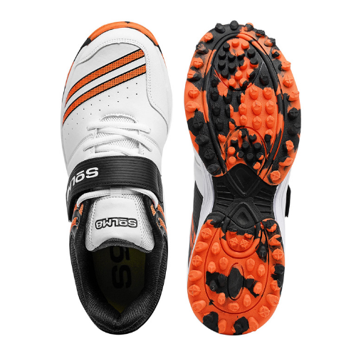 SOLM8-Cricket Shoes for Men Rubber Spikes with Gel Insole, All Round Performance Footwear for Turf & Grass